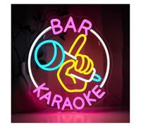 Luci al Neon Da Parete Insegna Al Neon "Karaoke Bar", Dimmerabile Tramite USB, Decorazione Per Feste, Bar Musicale, Taverna, Sala Giochi, Club, Studio, Attività Commerciale 37cmх32.5cm