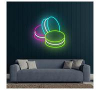 Luci al Neon Da Parete Insegna Al Neon Macarons, Luminosa A Per Dessert, Adatta Per Panetteria, Bar, Ristorante, Decorazione Da Parete 38cm(E)