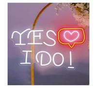 Luci al Neon Da Parete Insegna Al Neon Yes I Do Per Decorazioni Murali Da Matrimonio, Lettera Con Luce A Forma Di Cuore, Adatta Per Decorazioni Murali Da 45cmx30cm(UN)
