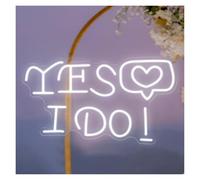 Luci al Neon Da Parete Insegna Al Neon Yes I Do Per Decorazioni Murali Da Matrimonio, Lettera Con Luce A Forma Di Cuore, Adatta Per Decorazioni Murali Da 45cmx30cm(E)