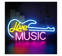 Luci al Neon Da Parete Insegna Luminosa A LED Per Musica Dal Vivo Con Chitarra Decorazione Da Parete Lampada Da Camera Da Letto Con USB Per Musica Feste Bar Club 42cmx20.5cm