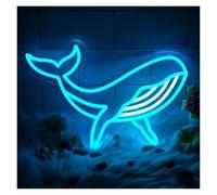Luci al Neon Da Parete Insegna Luminosa Al Neon A Forma Di Balena A Per Camera Da Letto Cameretta Dei Bambini Bar Negozi Casa Compleanno Decorazione Da Parete 41cmx27cm