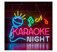 Luci al Neon Da Parete Karaoke Night Insegna Al Neon Microfono Nota Musicale Luce Dimmerabile Per Bar Sala Giochi Luminosa Men Cave Party Birthday Wall Decor 15inx10.24in