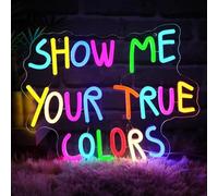 Luci al Neon Da Parete Show Me Your True Colors Insegna Al Neon Con Lettere A LED Dimmerabili Per Casa, Bar, Attività Commerciali, Feste Camera Da Letto Decorazione 37.5cmx30cm
