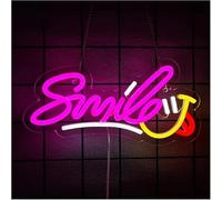 Luci al neon decorative Insegna al per neon con scritta "Smile" e lettere a per LED per addio nubilato, matrimonio, 31 cm x 15,5