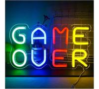 Luci al neon decorative Insegne luminose al neon dimmerabili "Game Over" utilizzate per decorazioni da parete per aree di gioco, logo 18×32 cm