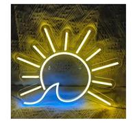 Luci al neon decorative Lettere colorate, illuminazione interna, insegna al neon, sole, onda, alba, club, festa