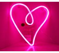 Luci al Neon LED Luce Notturna Cuore - Insegna Batteria USB (Rosa)