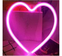 luci al neon per feste Lettere colorate, illuminazione interna, insegna al per neon a forma di cuore, da appendere alla parete(Rosa)
