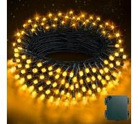 Luci Albero Di Natale a Batteria, 11M 110 LED Stringa Luci Impermeabile con Scatola Batteria Verde Scuro - 8 Modalità, Timer, Bianco Caldo per Interni/Esterni, Festa, Giardino, Natale