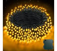 Luci Albero Di Natale a Batteria, 21M 210 LED Stringa Luci Impermeabile con Scatola Batteria Verde Scuro - 8 Modalità, Timer, Bianco Caldo per Interni/Esterni, Festa, Giardino, Natale