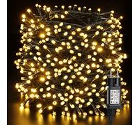 Luci Albero di Natale Esterno, BrizLabs 100M 1000 LED Catena Luminosa Bianco Caldo con Spina 8 Modalità Impermeabile Luci Fatate Natalizie per Esterni Casa Festa Matrimonio Giardino, Filo Verde