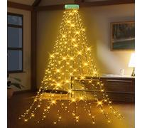 Luci Albero di Natale, GYLEFY 2M*16 Rami 400 LED Esterno Impermeabile Stringa ad Anelli Decorazioni Natalizie -Bianco Caldo