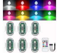 Luci ambiente auto,Led auto interni senza fili,Luce per droni a LED,Led auto interni USB a 8 colori,Luci auto interni,per il volo notturno dei droni,adatto per droni,Auto.(6Pcs)