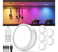 Luci Armadio RGB Ricaricabile USB - 2400mAh Dimmerabile Faretto LED Adesivi a Batteria con Telecomando Luce Vetrina Senza Fili Lampada Sottopensile Cucina Faretti LED Interno per Scale Guardaroba