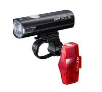 Cateye Ampp400s + Viz100 Light Set Trasparente 400/150 Lumens Black