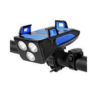 Luci Bicicletta LED, Luce Bici MTB Accessori Bici Luci Ricaricabili USB, 4 in 1 Impermeabile Luci per Bicicletta con Clacson, Porta Cellulare Bici, 4000mAh Power Bank con 3 modalità di Llluminazione