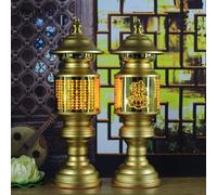 Luci buddiste, 1 paio di lampade magiche anteriori a LED in lega da 26 cm con offerta del Buddha del Sutra del Cuore