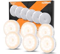 Luci con sensore di movimento per interni, confezione da 6 luci wireless ricaricabili USB per armadietti, luci notturne da parete, funzionamento a batteria, per scale, guardaroba, corridoi, armadi