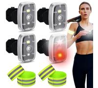 Luci da Corsa Notturne,4 Pezzi Luce di Sicurezza Riflettente,Lampada Frontale a LED con Clip,Luci Running con 4 Braccialetti Riflettenti,Luci a Clip per Corsa di Notte per Jogging Corsa Arrampicata