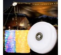 Luci da Esterno Giardino da Campeggio, 10M Striscia Luminosa Catena 2 in 1, 8 Modalità, RGB + Bianco Caldo, Impermeabile IP44, Luce da Campeggio Ricaricabile Portatile per Feste/Giardini/Patio/Natale