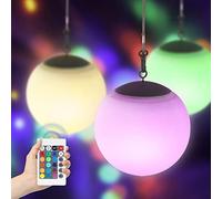 luci da esterno giardino solari luce calda palla,luci solari esterno colorate decorative RGB Dimmerabile con telecomando,2 in 1 USB Lampadario per Interni Esterni Balcone Decorazione, Diametro 20 cm