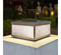 Luci da Esterno in Vetro con Accensione/Spegnimento Automatici, Luci Solari da Giardino, Illuminazida Giardino Quadrata per Patio,Da da Esterno Antiruggine, Impermeabile, Alimentata a Energia Solare,