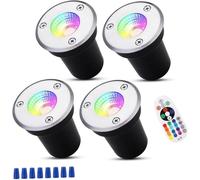 Luci da Giardino A LED 4pcs - Lampada Sepolta da Esterno, Faretto da Incasso A Terra A LED RGB da 3 W, Faretti da Terra 12v-24v, Lampada da Incasso da Pavimento da Giardino Ip65, C, RGB, 3W(24V)