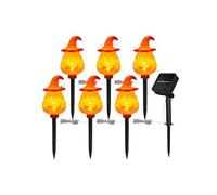Luci Da Giardino A Stelo Halloween - Zucche Fantasmi da Giardino a Energia Solare - Decorazioni Arancioni Regolabili con Piantana da Terra per Esterni Patio