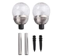 Luci da giardino solare Qanyegn, lampada da giardino a energia solare a LED, 2 pezzi di palo rotondo delle luci a sfera rotonda adatte per decorare il giardino da prato per cortile