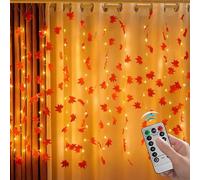 Luci da Interno per Autunno | Luci Autunnali A Foglie USB Con Timer | Illuminazione Ambientale 8 Modalità Con Telecomando Per Decorazioni Casa Ringraziamento Camera Muro Rustico Terrazzo Giardino - De