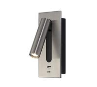 Luci da lettura a LED a parete, applique da incasso sul comodino Lampada da parete a LED con porta USB/interruttore, Faretti da parete girevoli Apparecchio notturno per camera da letto Soggiorno Hotel