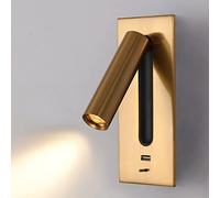 Luci da lettura a LED a parete, applique da incasso sul comodino Lampada da parete a LED con porta USB/interruttore, Faretti da parete girevoli Apparecchio notturno per camera da letto Soggiorno Hotel