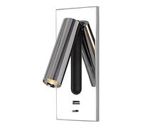 Luci da lettura a LED a parete, applique da incasso sul comodino Lampada da parete a LED con porta USB/interruttore, Faretti da parete girevoli Apparecchio notturno per camera da letto Soggiorno Hotel