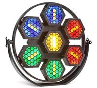 Luci da palco a LED, luci da Discoteca RGBW 3 in 1 da 350 W con attivazione Sonora e Controllo DMX512, 7 luci retrò esagonali, Illuminazione da palco per DJ, Feste, Matrimoni, Club, Eventi