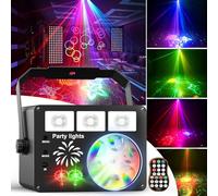 Luci da Palcoscenico Discoteca,YAZEKY 60 Motivi RGB Luce della Festa Della Discoteca,3 in 1 con Effetto UV, Luce Stroboscopica Discoteca Attivata dalla Musica USB Girevole a 360° per Natale,Bar,Feste