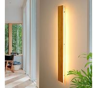 Luci da parete a LED per interni, lampada da parete lunga in legno di bambù, 3000 K, 35 W, illuminazione da parete moderna in bambù naturale, per camera da letto, soggiorno, corridoio, scale