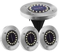Luci da pavimento solari, 16 luci da incasso a pavimento impermeabili da esterno a LED, luci a disco ad energia solare con illuminazione paesaggistica a palo per cortile (Bianco caldo, 4 pacchi)