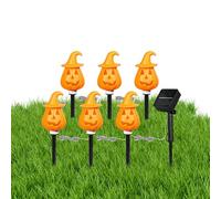 Luci Da Percorso Zucca Halloween,Decorativo Giardino Halloween Impermeabile | Supporto Regolabile Inserimento Terreno Decorazioni Esterni per Percorso