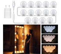 Luci Da Specchio Hollywood 14 Lampadine Con Adattatore; Cavo USB Regolabile; 3 C
