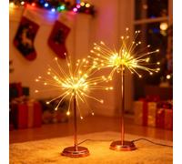 Luci da tavolo per Natale, 80 luci LED con telecomando, alimentazione a batteria e USB, decorazione per interni per le vacanze, design mini Starburst, luce calda