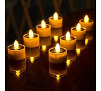 Luci da tè solare Impermeabile esterno, da 8 pcs tra crepuscolo ricaricabile per l'alba piccole candele votive solari, piccola luce sfarfallante senza fiamma per la lanterna del lampadario fai