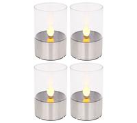 Luci da tè solari da esterno LED decorazione giardino lampada da tavolo candele solari da esterno tremolante, effetto fuoco, 1800K bianco caldo, DxH 7,5x11 cm