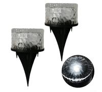 Luci da terra in vetro ad energia solare con valutazione impermeabile per prato, terrazza, cortile, passerella e terrazza, illuminazione esterna con sensore di luce automatico (luce bianca)