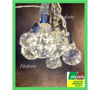 LUCI DECORATIVE 10 LAMPADINE 60 MICROLED ESTERNO INTERNO CATENA LUMINOSA CORDA [EEK: Conforme]