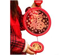 Luci decorative a LED, 25,4 x 11,7 x 10,5 cm, lanterna da appendere in acrilico 3D rosso, a batteria, per interni a bassa tensione, decorazione per feste di Capodanno e vacanze (F)