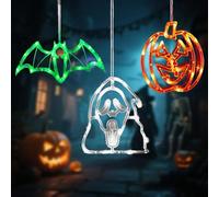 Luci decorative a ventosa per Halloween, pipistrello, fantasma, zucca, luci a LED colorate, per interni, da parete, luci ambientali (3 pezzi)