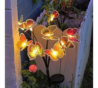 Luci decorative solari da giardino, decorazioni impermeabili per esterni, 6/8/10 lampade da terra per ambienti esterni, adatte per cortili esterni (stile farfalla in fibra ottica, 8 luci bianche calde