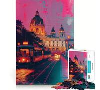 Luci del tram al neon, puzzle da 1000 pezzi per adulti, rompicapo, evasione rilassante, assemblaggio, regalo di Babbo Natale (38x52cm)