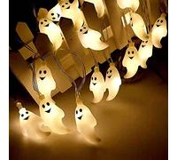 Luci della Festa di HalloweenFantasmi, 3M 20 LED Luci Stringa con Decorazioni Fantasma,Fantasma per Decorazioni di Halloween Funziona a Batteria, Giardino, Interni, Portico, Esterna